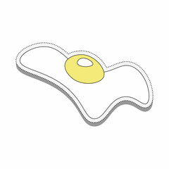 Fried egg sticker cartoon style .Vector illustration.