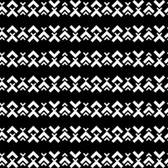 Vector. Black and white abstract ethnic seamless pattern. Background of angle brackets. Mosaic. Design of packaging paper, textile printing, web design, cover, advertising and typographic products.