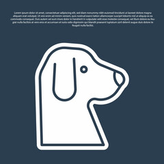 Blue line Dog icon isolated on blue background. Vector