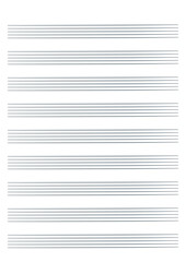 Graph paper. Printable grid paper with stave on a white background. A blank music sheet paper with staff. Geometric pattern for composition, education, school. Realistic lined paper blank size A4