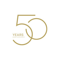50 Year Anniversary Logo, Golden Color, Vector Template Design element for birthday, invitation, wedding, jubilee and greeting card illustration. - obrazy, fototapety, plakaty