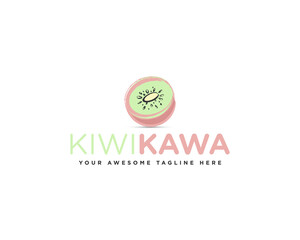 kiwi pear logo design flat color