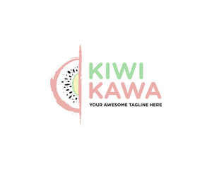 kiwi pear logo design flat color