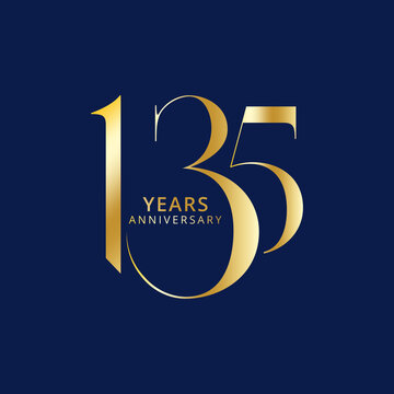 135 Years Anniversary Logo, Vector Template Design element for birthday, invitation, wedding, jubilee and greeting card illustration.