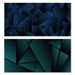 Abstract polygonal pattern. Set of two dark gradient polygonal backgrounds. Background design, cover, postcard, banner, wallpaper