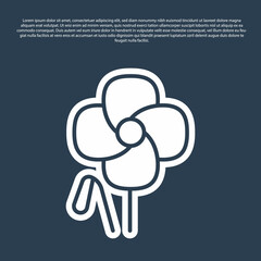Blue line Poppy flower icon isolated on blue background. Vector