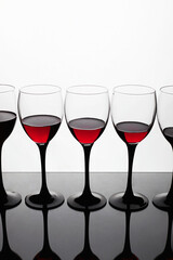 red wine in glasses. winary still life. Wineglasses