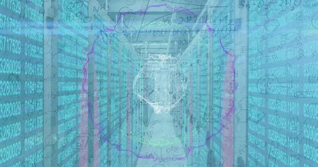 Animation of chemical formulas, data processing and connections over servers - Powered by Adobe