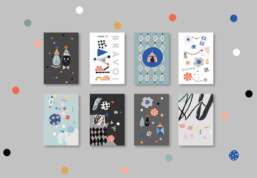 Set of Fun Circus Cards Layout