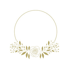golden floral wreath, rose flowers