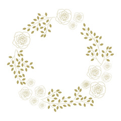 golden floral wreath, rose flowers