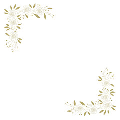 golden floral wreath, rose flowers