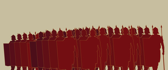 Old time army, Old War soldiers silhouette Vector  - obrazy, fototapety, plakaty