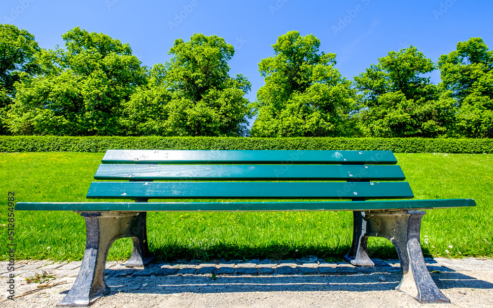 Wall mural bench at a park