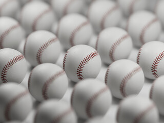 White Grid Baseball Stand Out Unique Leadership Individuality Close Up Macro Shot 3D Illustration...
