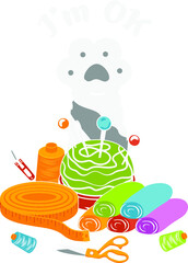 Cats I'm Ok Funny Quilting Love Cats
