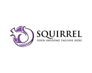squirrel logo design flat color