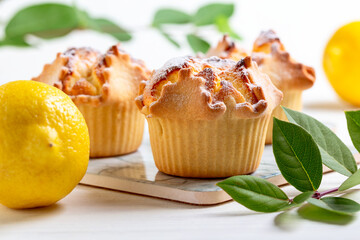 Traditional ricotta cheese and lemon cupcakes.