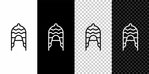 Set line Winter hat icon isolated on black and white, transparent background. Vector