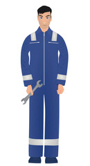Car repairman standing. vector illustration