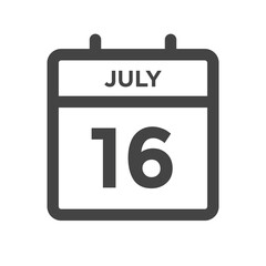 July 16 Calendar Day or Calender Date for Deadlines or Appointment