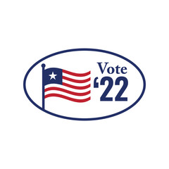 2022 Midterm Elections Design w Red White and Blue Vote Icon