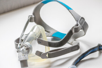 CPAP mask as full face mask  or nose mask against obstructive sleep apnea helps patients respirator...