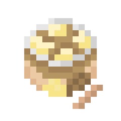 Coffee and vanilla ice cream cup pixel art. Vector illustration.