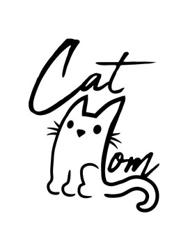 Cat Mom Text Logo 