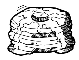 Puff pastries with cream streaks. Hand drawing outline. Isolated on white background. Loaf and bread sweet rolls. Monochrome drawing. Vector