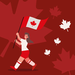 young woman with flag canada