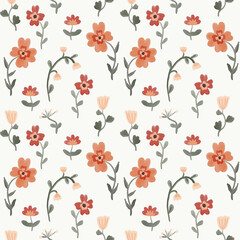 Beautiful seamless raster pattern with simple flowers. Background with decorative floral ornaments for textiles, wrappers, fabrics, clothing, covers, paper, printing, scrapbooking. soft color flower