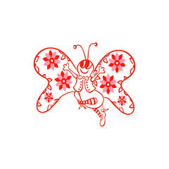 Butterfly of cute Flowers vector template isolated on background