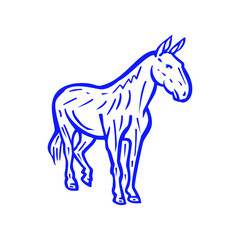 horse isolated on white background. blue horse vector art