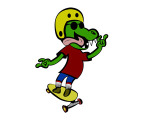 crocodile skaters logo character