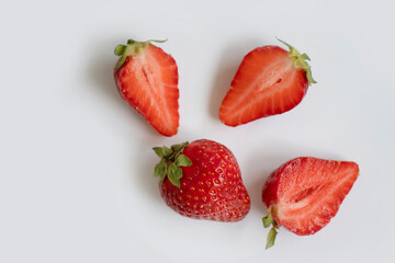 Fresh strawberries isolated on white background