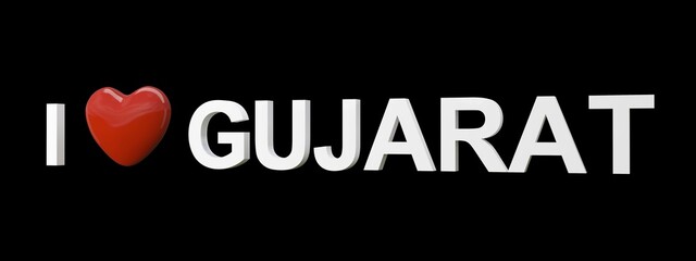 I love Gujarat text with black background