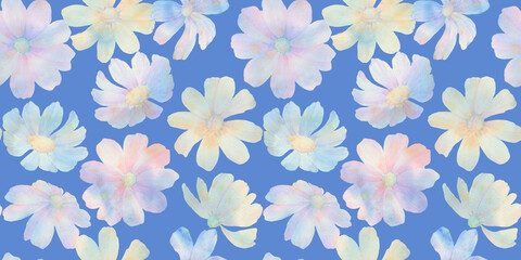 Seamless botanical pattern. Abstract floral ornament for design. Bright flowers collected in a seamless pattern.