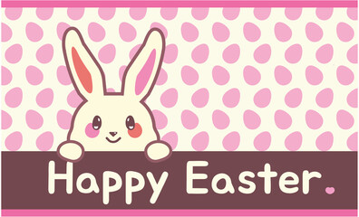 Happy Friendly Easter Cute Rabbit Bunny Chocolate Vintage Eggs Pink Brown and Yellow