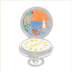 pocket watch, image of the summer sea on the lid