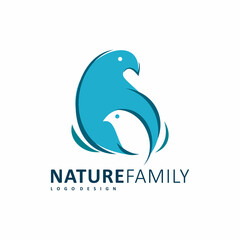 nature bird family logo design