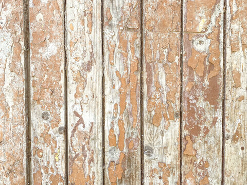 texture, background. natural, treated wood with peeling paint. texture of logs, trees are painted for building walls in an old house. old texture, cracked paint