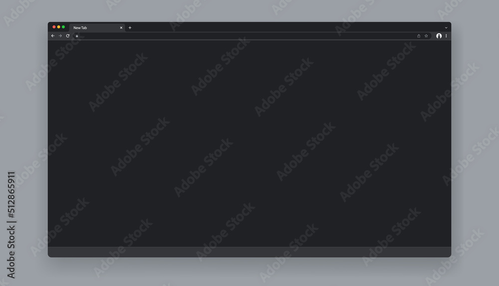 Aufkleber Vector browser window in dark mode - Unbranded realistic web frame to use in mockup