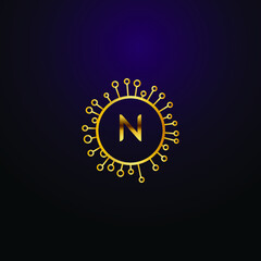 Fototapeta premium Premium luxury Vector elegant gold and font Letter N Template for company logo with monogram element 3d Design
