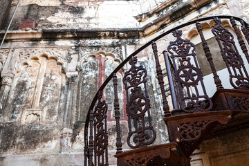 Cast iron spiral staircase of the Mehrangarh fort in Jodhpur, Rajasthan, India, Asia