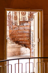 Cast iron spiral staircase of the Mehrangarh fort in Jodhpur, Rajasthan, India, Asia
