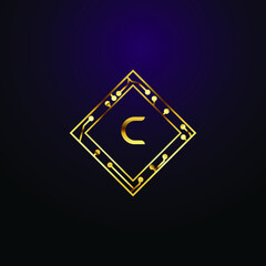 Premium luxury Vector elegant gold and  font Letter C Template for company logo with monogram element 3d Design