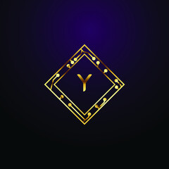 Premium luxury Vector elegant gold and  font Letter Y Template for company logo with monogram element 3d Design