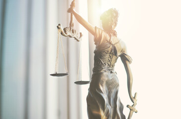 The Statue of Justice symbol, legal law concept 
