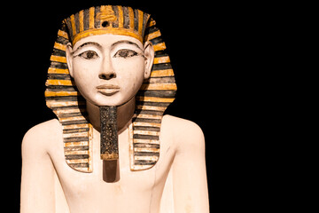 Egyptian archaeology Museum - antique statue, 1190 B.C. Copy space